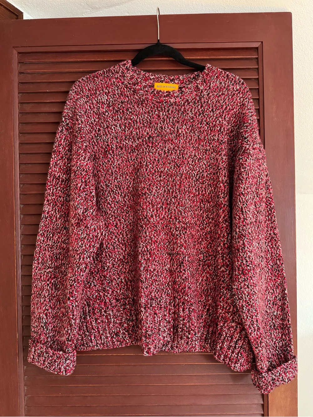 GUEST IN RESIDENCE Cozy Crew True Red Marl size large 100% cashmere sweater